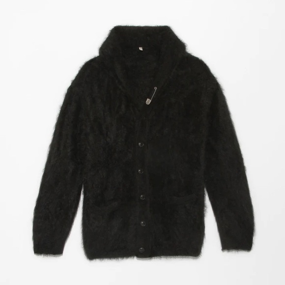 R13 Shawled Cashmere Distressed Edge Cardigan - Black. $1995 - Picture 7 of 16